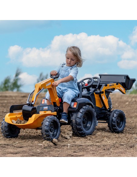 Falk Case CE Pedal-Traktor mit Bagger und Anhänger – Eko-Spielzeug