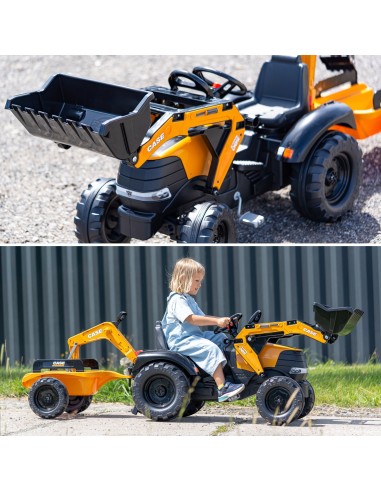Falk Case CE Pedal-Traktor mit Bagger und Anhänger – Eko-Spielzeug