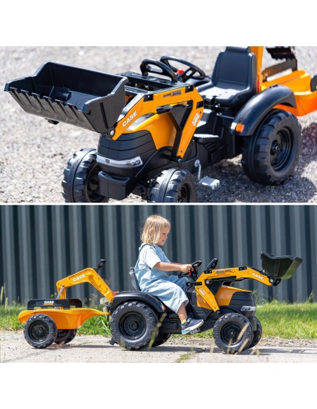 Falk Case CE Pedal-Traktor mit Bagger und Anhänger – Eko-Spielzeug