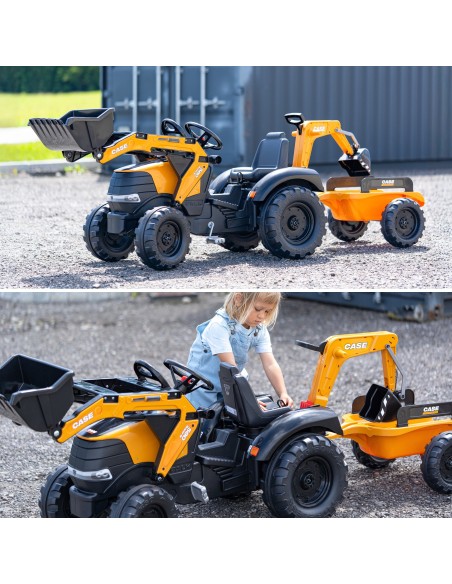 Falk Case CE Pedal-Traktor mit Bagger und Anhänger – Eko-Spielzeug