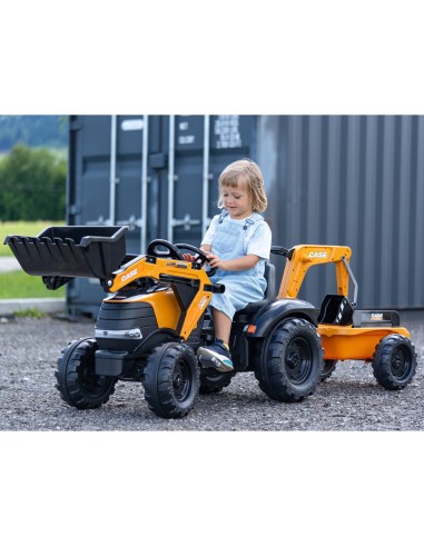 Falk Case CE Pedal-Traktor mit Bagger und Anhänger – Eko-Spielzeug