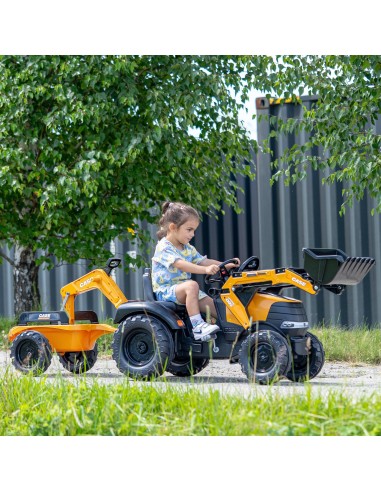 Falk Case CE Pedal-Traktor mit Bagger und Anhänger – Eko-Spielzeug