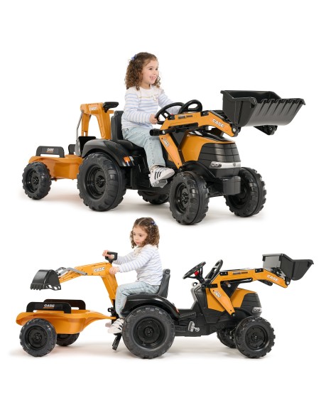 Falk Case CE Pedal Tractor with Excavator and Trailer - Eco Toy