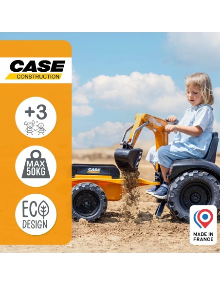 Falk Case CE Pedal-Traktor mit Bagger und Anhänger – Eko-Spielzeug