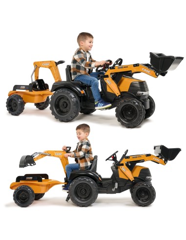 Falk Case CE Pedal Tractor with Excavator and Trailer - Eco Toy