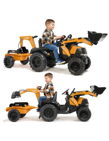 Falk Case CE Pedal Tractor with Excavator and Trailer - Eco Toy