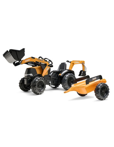 Falk Case CE Pedal-Traktor mit Bagger und Anhänger – Eko-Spielzeug