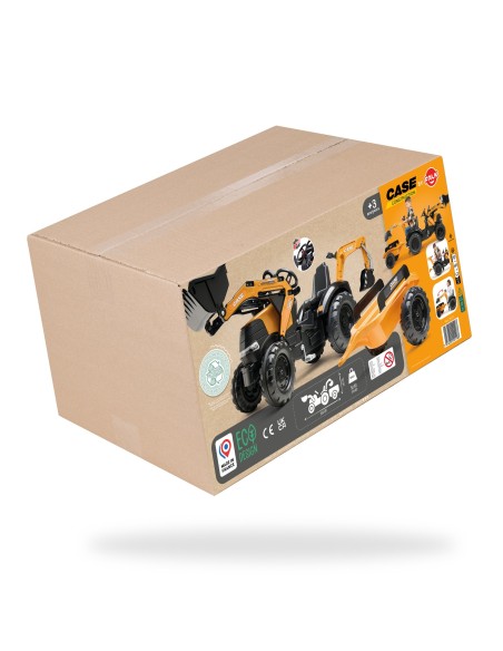 Falk Case CE Pedal-Traktor mit Bagger und Anhänger – Eko-Spielzeug