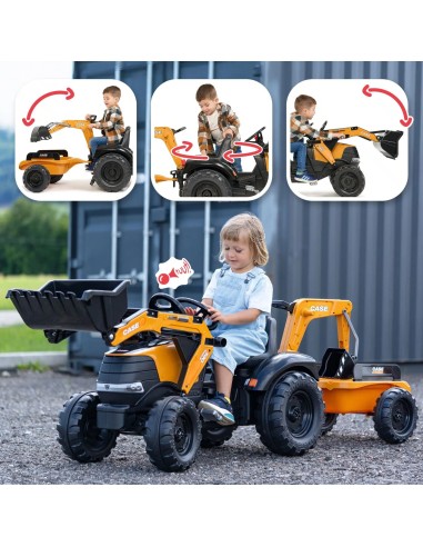 Falk Case CE Pedal-Traktor mit Bagger und Anhänger – Eko-Spielzeug