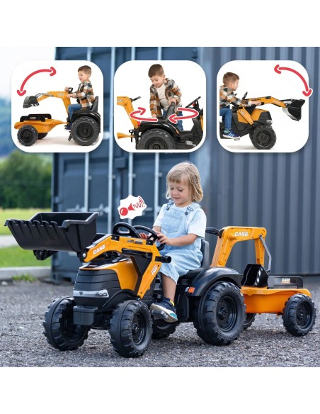 Falk Case CE Pedal-Traktor mit Bagger und Anhänger – Eko-Spielzeug