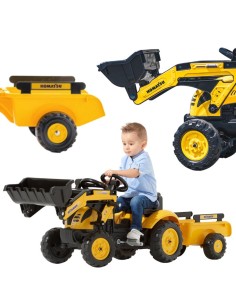 Komatsu FALK traktorius su pedalais ir ekskavatoriumi bei priekaba 2076M