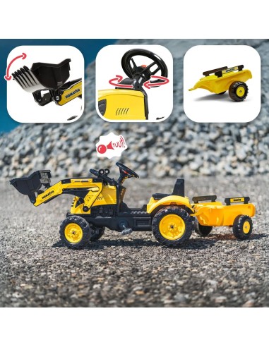 Komatsu Falk Pedal Tractor with Excavator and Trailer 2076M