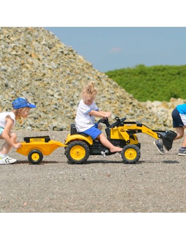 Komatsu FALK traktorius su pedalais ir ekskavatoriumi bei priekaba 2076M
