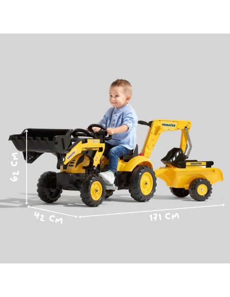 FALK Komatsu Pedal Tractor with Excavator and Trailer 2-5 years