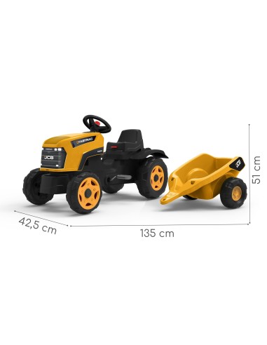 Traktor na Pedały Falk JCB Fastrac z Przyczepą i Otwieraną Maską