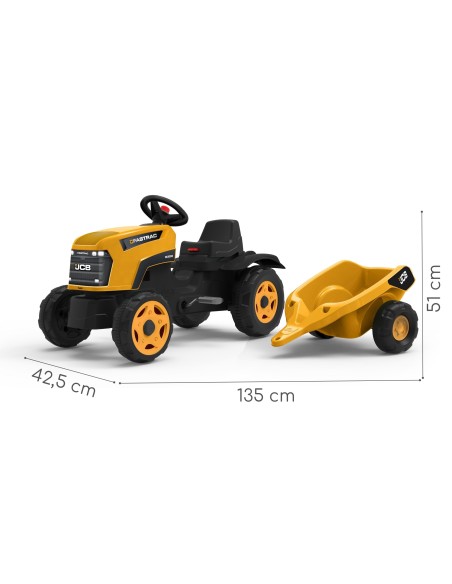 Falk JCB Fastrac Pedal-Traktor mit Anhänger und Motorhaube zum Öffnen