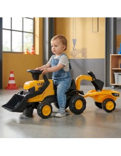 FALK Laufrad-Traktor JCB mit Anhänger und Zubehör, leise Räder, 1–3 Jahre 2