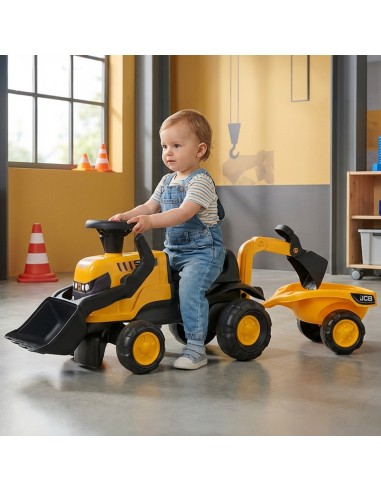 FALK Jeździk Traktor JCB z Przyczepą i Akcesoriami Ciche Koła 1-3 Lat
