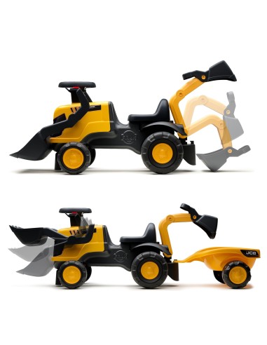 FALK Ride-on JCB Tractor with Trailer and Accessories Silent Wheels 1-3 Years
