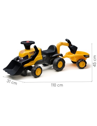 FALK Ride-on JCB Tractor with Trailer and Accessories Silent Wheels 1-3 Years