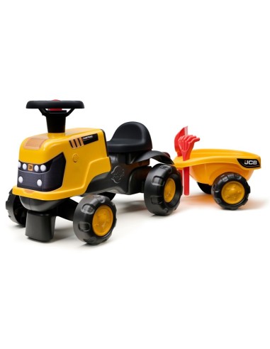 FALK Ride-on JCB Fastrac Tractor with Trailer and Accessories Silent Wheels