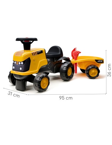 FALK Ride-on JCB Fastrac Tractor with Trailer and Accessories Silent Wheels