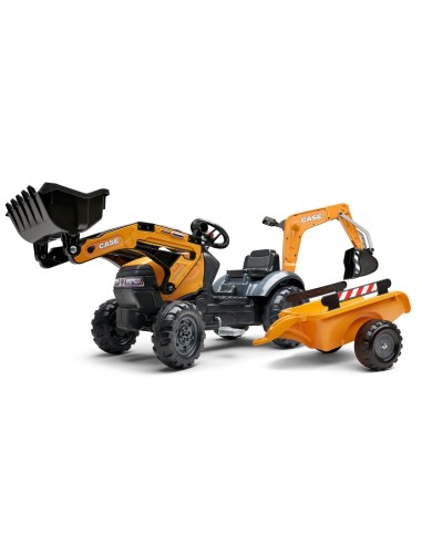 FALK Pedal-Traktor CASE mit Bagger und Anhänger, 2–5 Jahre