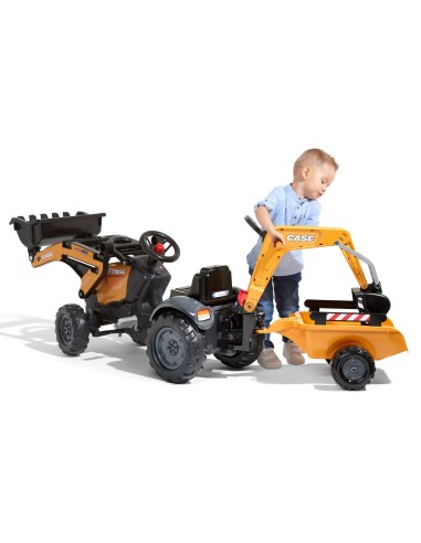 FALK Pedal-Traktor CASE mit Bagger und Anhänger, 2–5 Jahre