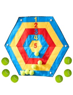 Sechseckige Mathe-Zielscheibe mit Klett WOOPIE – Wurfspiel XXL 98 cm