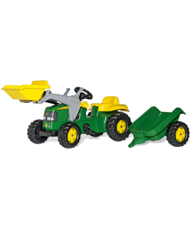 Rolly Toys Kid Traktor na pedały John Deere z łyżką i przyczepą