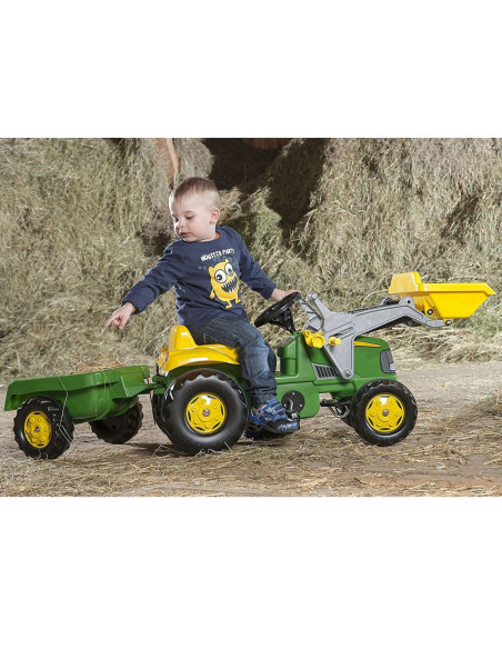 Rolly Toys Kid Traktor na pedały John Deere z łyżką i przyczepą
