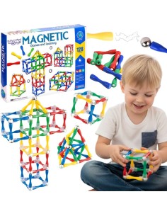 Magnetinės 3D kaladėlės 128 el. XXL – kūrybiškas žaidimas ir mokymasis vaikams