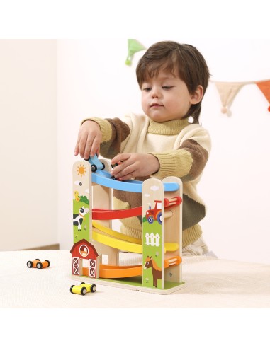 Wooden Downhill Track Cars Farm Viga - Gift for Children 18m+