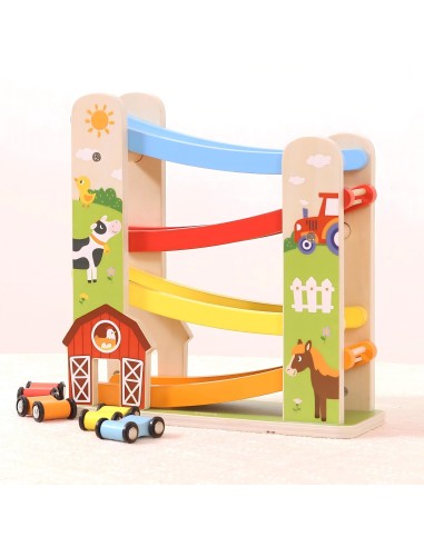 Wooden Downhill Track Cars Farm Viga - Gift for Children 18m+