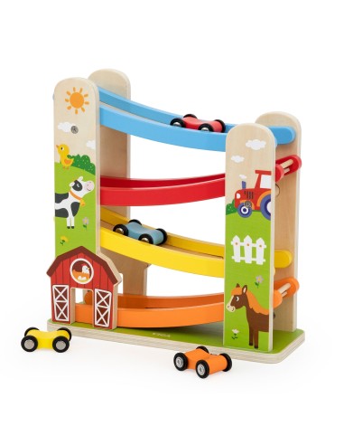 Wooden Downhill Track Cars Farm Viga - Gift for Children 18m+