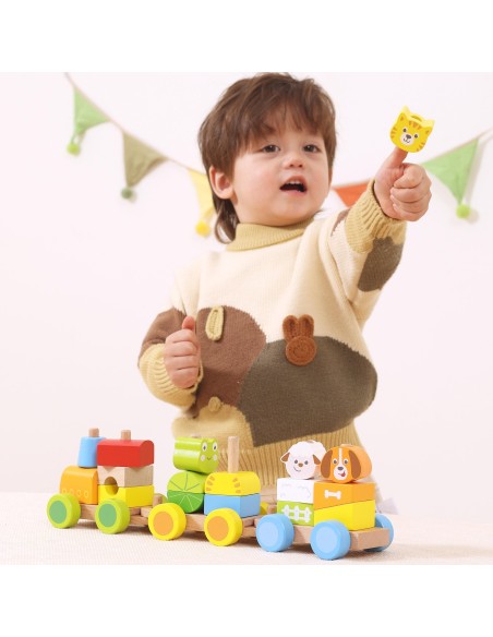 Bunter Holz-Zug – kreativer Spielspaß für Kleinkinder 18M+