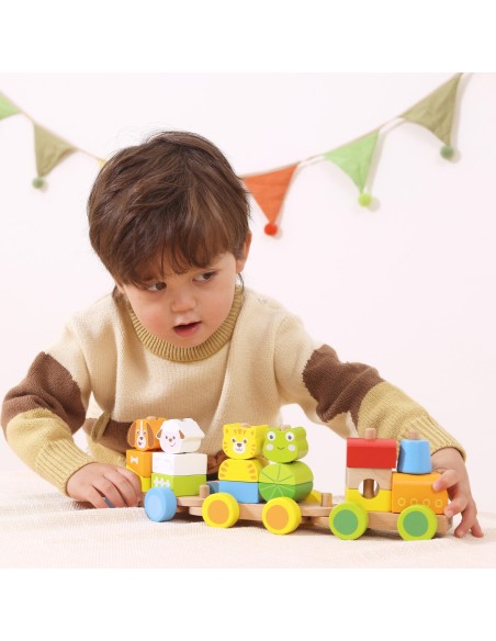 Bunter Holz-Zug – kreativer Spielspaß für Kleinkinder 18M+