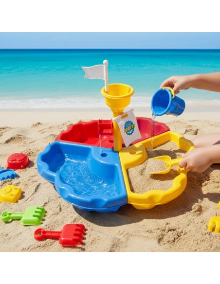 WOOPIE Wassertisch Sandkasten 3in1 Piratenschiff – 13-tlg.