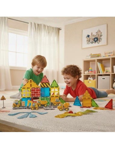 Woopie Construction Vehicle Magnetic Building Block Set