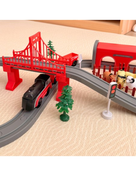Woopie Electric Train - 70 Electric Tracks, Bridge, Tunnel, and Animals