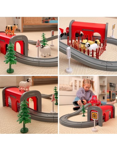 Woopie Electric Train - 70 Electric Tracks, Bridge, Tunnel, and Animals