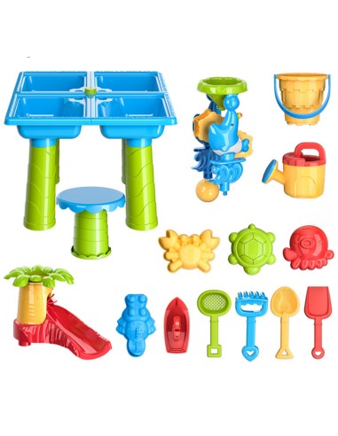 WOOPIE vandens staliukas 2in1 smėlio dėžė XL Aquapark su 4 baseinais