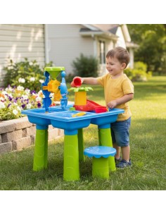 WOOPIE Wassertisch 2in1 Sandkasten XL Aquapark mit 4 Bassins 2