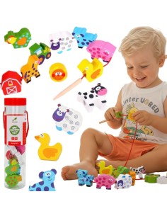 WOOPIE GREEN Threading Blocks Animals Farm 13 pcs.