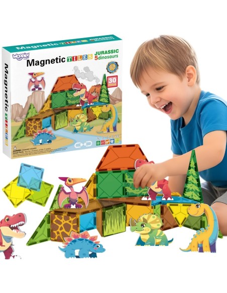 Woopie Dinosaurs Magnetic Blocks - Educational Construction Game