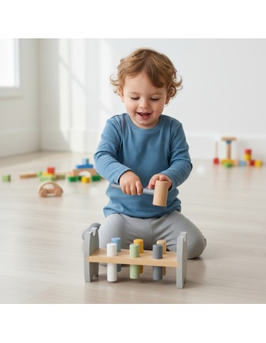 Drewniany kolorowy przebijak Viga -edukacyjna zabawka z młotkiem i eko