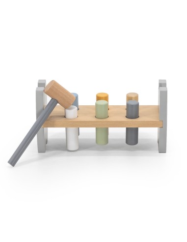 Drewniany kolorowy przebijak Viga -edukacyjna zabawka z młotkiem i eko