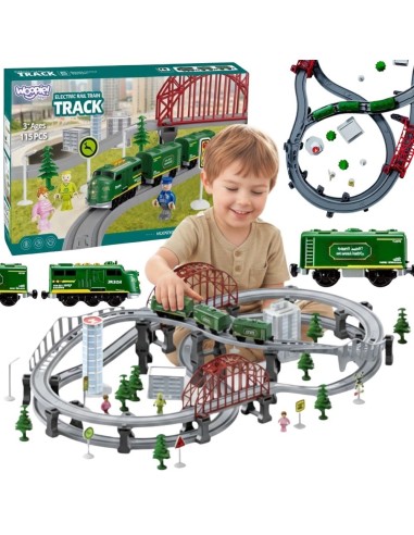 Train with locomotive and tracks - set with bridges and light Woopie
