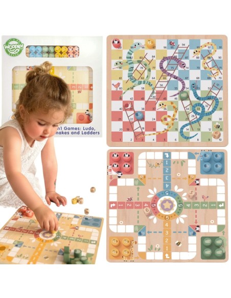 WOOPIE GREEN 2-in-1 Board Games: Ludo the Chinese and Snakes and Ladders