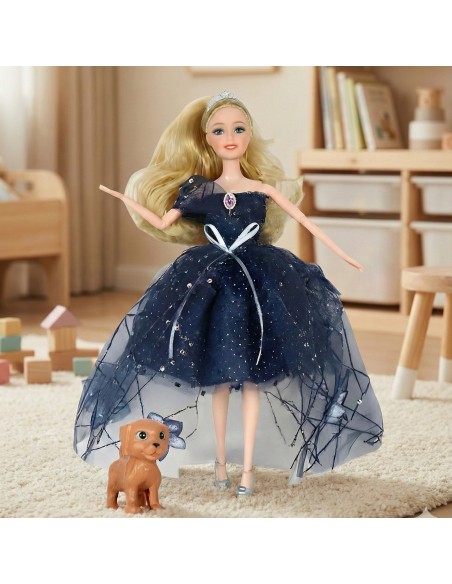 Emi doll with a dog and an elegant dress - the magical Woopie set